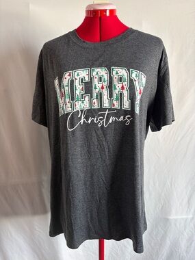 Merry Christmas Graphic Short Sleeve Tee - Dark Gray